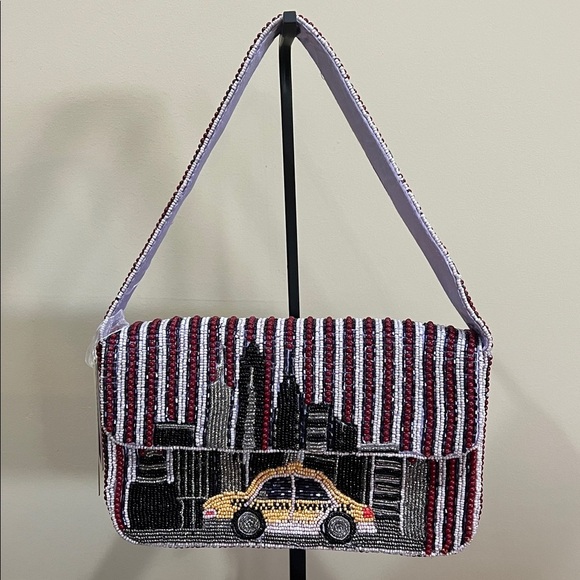 Handcrafted In India Handbags - Handcrafted In India | Beaded New York Skyline/Cab Shoulder Bag